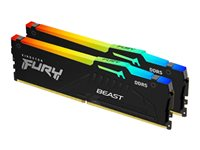 Kingston FURY Beast RGB - DDR5 - kit - 64 Go: 2 x 32 Go - DIMM 288 broches - 5600 MHz / PC5-44800 - CL40 - 1.25 V - mémoire sans tampon - on-die ECC KF556C40BBAK2-64