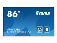 Iiyama LH8654UHS-B1AG - Classe de diagonale 86" LH54 Series écran LCD rétro-éclairé par LED - signalétique numérique interactive - avec lecteur multimédia SoC intégré - 4K UHD (2160p) 3840 x 2160 LH8654UHS-B1AG