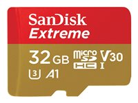 SanDisk Extreme - Carte mémoire flash (adaptateur microSDHC - SD inclus(e)) - 32 Go - A1 / Video Class V30 / UHS-I U3 - microSDHC UHS-I SDSQXAF-032G-GN6AA