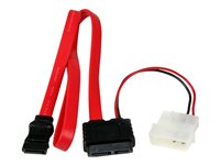 StarTech.com Câble Adaptateur Slimline SATA vers SATA Alimentation LP4 - 50 cm - 1xSlimline SATA Receptacle 1xSATA Receptacle 1xLP4 Mâle - Câble SATA - Serial ATA 150/300/600 - SATA Slimline (F) pour SATA, alimentation interne 4 broches (12 V) - 50.8 cm - rouge SLSATAF20