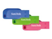 SanDisk Cruzer Blade - Clé USB - 16 Go - USB 2.0 - bleu, vert, rose (pack de 3) SDCZ50C-016G-B46T