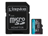 Kingston Canvas Go! Plus - Carte mémoire flash (adaptateur microSDXC vers SD inclus(e)) - 128 Go - A2 / Video Class V30 / UHS-I U3 / Class10 - microSDXC UHS-I SDCG3/128GB