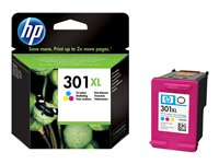 HP 301XL - 6 ml - à rendement élevé - couleur (cyan, magenta, jaune) - original - cartouche d'encre - pour Deskjet 1050A J410, 1051A J410, 10XX, 10XX J410, 15XX, 2000, 2050 J510, 2050A J510, 2054A J510, 25XX, 3000, 3050 J610, 3050A J611, 3052A J611, 3054A J611, 3055A J611, 3057A J611, 3059A J611, 3510; Envy 450X, 553X; Officejet 26XX, 46XX CH564EE#UUS