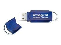 Integral Courier with AES encryption - Total Lock - Clé USB - 16 Go - USB 2.0 - bleu transparent INFD16GBCOUAT