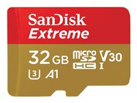 SanDisk Extreme - Carte mémoire flash - 32 Go - A1 / Video Class V30 / UHS-I U3 / Class10 - microSDHC UHS-I SDSQXAF-032G-GN6GN