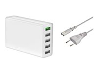 DLH - Adaptateur secteur - 50 Watt - Quick Charge 3.0 - 5 connecteurs de sortie (USB) - blanc DY-AU4940