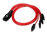 StarTech.com Câble inversé SFF-8087 vers 4x SATA de 50 cm - Mini SAS interne vers SATA - Câble SATA / SAS - Serial ATA 150/300/600 - 4 voies - SATA (R) pour 4i Mini MultiLane 36 broches (P) - 50 cm - verrouillé - rouge SAS8087S4R50