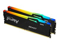 Kingston FURY Beast RGB - DDR5 - kit - 16 Go: 2 x 8 Go - DIMM 288 broches - 5600 MHz / PC5-44800 - CL36 - 1.25 V - mémoire sans tampon - on-die ECC - noir KF556C36BBEAK2-16