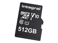 Integral - Carte mémoire flash (adaptateur microSDXC vers SD inclus(e)) - 512 Go - Video Class V10 / UHS-I Class 1 / Class10 - microSDXC UHS-I INMSDX512G10-80SPTAB