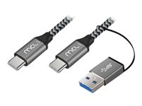 MCL - Câble USB - 24 pin USB-C (M) pour USB type A, 24 pin USB-C (M) - USB 3.2 Gen 2 - 5 A - 2 m - Alimentation USB (100 W) - noir et gris MC1C99A3C105A2Z