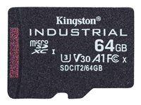 Kingston Industrial - Carte mémoire flash - 64 Go - A1 / Video Class V30 / UHS-I U3 / Class10 - microSDXC UHS-I SDCIT2/64GBSP