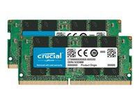 Crucial - DDR4 - kit - 64 Go: 2 x 32 Go - SO DIMM 260 broches - 3200 MHz / PC4-25600 - CL22 - 1.2 V - mémoire sans tampon - non ECC CT2K32G4SFD832A