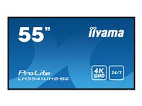 iiyama ProLite LH5541UHS-B2 - Classe de diagonale 55" (54.6" visualisable) écran LCD rétro-éclairé par LED - signalisation numérique - 4K UHD (2160p) 3840 x 2160 - noir, brillant LH5541UHS-B2