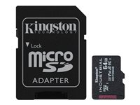 Kingston Industrial - Carte mémoire flash (adaptateur microSDXC vers SD inclus(e)) - 64 Go - A1 / Video Class V30 / UHS-I U3 / Class10 - microSDXC UHS-I SDCIT2/64GB