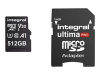 Integral UltimaPro - Carte mémoire flash (adaptateur microSDXC vers SD inclus(e)) - 512 Go - A1 / Video Class V30 / UHS Class 3 / Class10 - microSDXC UHS-I INMSDX512G-100/80V30