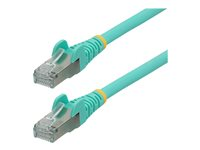 StarTech.com 1m CAT6a Ethernet Cable - Aqua - Low Smoke Zero Halogen (LSZH) - 10GbE 500MHz 100W PoE++ Snagless RJ-45 w/Strain Reliefs S/FTP Network Patch Cord - Cordon de raccordement - RJ-45 (M) pour RJ-45 (M) - 1 m - S/FTP - CAT 6a - IEEE 802.3bt - sans halogène, moulé, sans crochet, bloqué - turquoise NLAQ-1M-CAT6A-PATCH