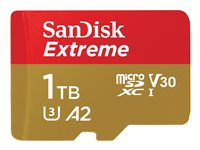 SanDisk Extreme - Carte mémoire flash (adaptateur microSDXC vers SD inclus(e)) - 1 To - A2 / Video Class V30 / UHS-I U3 / Class10 - microSDXC UHS-I SDSQXAV-1T00-GN6MA