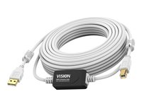 Vision Techconnect - Câble USB - USB (M) pour USB type B (M) - USB 2.0 - 15 m - rappel actif en ligne - blanc TC 15MUSB+/2