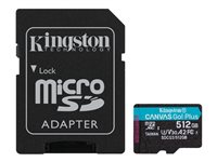 Kingston Canvas Go! Plus - Carte mémoire flash (adaptateur microSDXC vers SD inclus(e)) - 512 Go - A2 / Video Class V30 / UHS-I U3 / Class10 - microSDXC UHS-I SDCG3/512GB
