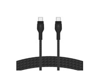 Belkin BOOST CHARGE PRO Flex - Câble USB - 24 pin USB-C (M) pour 24 pin USB-C (M) - USB 2.0 - 3 A - 1 m - USB Power Delivery (60W) - blanc et noir (pack de 2) CAB011BT1MBW2PK