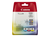 Canon CLI-8 Multipack - Pack de 3 - jaune, cyan, magenta - original - réservoir d'encre - pour PIXMA iP6600D, iP6700D, Pro9000, Pro9000 Mark II 0621B029