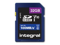 Integral - Carte mémoire flash - 32 Go - Video Class V10 / UHS-I U1 / Class10 - SDHC UHS-I INSDH32G-100V10