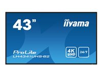 iiyama ProLite LH4341UHS-B2 - Classe de diagonale 43" (42.5" visualisable) écran LCD rétro-éclairé par LED - signalisation numérique - 4K UHD (2160p) 3840 x 2160 - noir, brillant LH4341UHS-B2