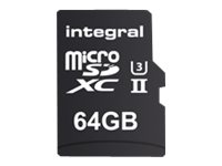 Integral UltimaPro X2 - Carte mémoire flash (adaptateur microSDXC vers SD inclus(e)) - 64 Go - Video Class V90 / UHS-II - microSDXC UHS-II INMSDX64G-280/240U2