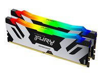 Kingston FURY Renegade RGB - DDR5 - kit - 96 Go: 2 x 48 Go - DIMM 288 broches - 6400 MHz / PC5-51200 - CL32 - 1.4 V - mémoire sans tampon - on-die ECC - noir et argent KF564C32RSAK2-96