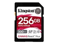 Kingston Canvas React Plus - Carte mémoire flash - 256 Go - Video Class V90 / UHS-II U3 / Class10 - SDXC UHS-II SDR2/256GB
