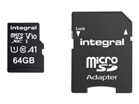 Integral - Carte mémoire flash (adaptateur microSDXC vers SD inclus(e)) - 64 Go - A1 / Video Class V10 / UHS Class 1 / Class10 - microSDXC UHS-I INMSDX64G-100V10