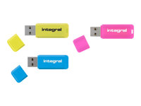 Integral Neon - Clé USB - 16 Go - USB 2.0 - bleu, jaune, rose (pack de 3) INFD16GBNEONPKBLYL