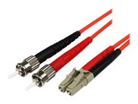 StarTech.com 1m Fiber Optic Cable - Multimode Duplex 50/125 - LSZH - LC/ST - OM2 - LC to ST Fiber Patch Cable - Cordon de raccordement - ST multi-mode (M) pour LC multi-mode (M) - 1 m - fibre optique - duplex - 50 / 125 microns - OM2 - moulé - orange - pour P/N: MCM1110MMLC 50FIBLCST1