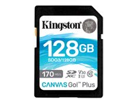 Kingston Canvas Go! Plus - Carte mémoire flash - 128 Go - Video Class V30 / UHS-I U3 / Class10 - SDXC UHS-I SDG3/128GB