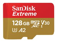 SanDisk Extreme - Carte mémoire flash - 128 Go - A2 / Video Class V30 / UHS-I U3 / Class10 - microSDXC UHS-I SDSQXAA-128G-GN6GN