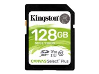 Kingston Canvas Select Plus - Carte mémoire flash - 128 Go - Video Class V30 / UHS-I U3 / Class10 - SDXC UHS-I SDS2/128GB