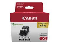 Canon PGI-550PGBK XL Twin pack - Pack de 2 - 15 ml - à rendement élevé - noir - original - boîte de suspension - réservoir d'encre - pour PIXMA iP8750, iX6850, MG5550, MG5650, MG6450, MG6650, MG7150, MG7550, MX725; PIXUS MG7550 6431B010