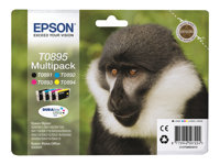 Epson T0895 Multipack - Pack de 4 - noir, jaune, cyan, magenta - original - blister - cartouche d'encre - pour Stylus S21, SX110, SX115, SX210, SX215, SX218, SX400, SX410, SX415; Stylus Office BX300 C13T08954010