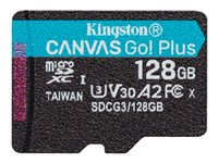 Kingston Canvas Go! Plus - Carte mémoire flash - 128 Go - A2 / Video Class V30 / UHS-I U3 / Class10 - microSDXC UHS-I SDCG3/128GBSP