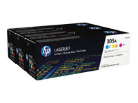 HP 305A - Pack de 3 - jaune, cyan, magenta - original - LaserJet - cartouche de toner (CF370AM) - pour LaserJet Pro 300 M351, 400 M451, MFP M375, MFP M475 CF370AM