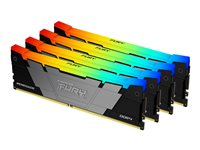 Kingston FURY Renegade RGB - DDR4 - kit - 128 Go: 4 x 32 Go - DIMM 288 broches - 3600 MHz / PC4-28800 - CL18 - 1.2 V - mémoire sans tampon - non ECC - noir KF436C18RB2AK4/128