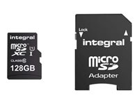 Integral UltimaPro - Carte mémoire flash (adaptateur microSDXC vers SD inclus(e)) - 128 Go - UHS Class 1 / Class10 - microSDXC UHS-I INMSDX128G10-90U1