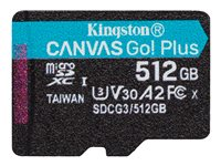 Kingston Canvas Go! Plus - Carte mémoire flash - 512 Go - A2 / Video Class V30 / UHS-I U3 / Class10 - microSDXC UHS-I SDCG3/512GBSP