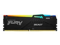 Kingston FURY Beast RGB - DDR5 - module - 32 Go - DIMM 288 broches - 6400 MHz / PC5-51200 - CL32 - 1.4 V - mémoire sans tampon - on-die ECC - noir KF564C32BBEA-32