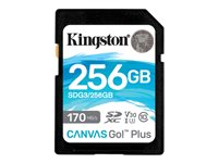 Kingston Canvas Go! Plus - Carte mémoire flash - 256 Go - Video Class V30 / UHS-I U3 / Class10 - SDXC UHS-I SDG3/256GB